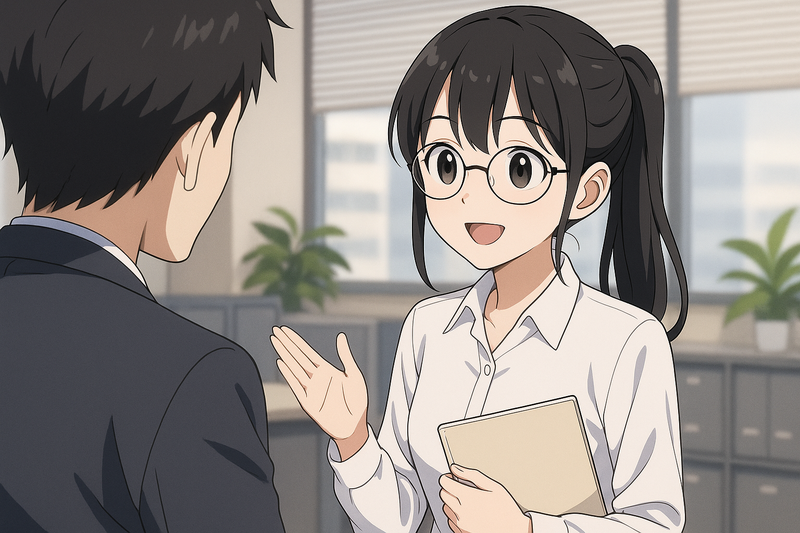 部下とコミュニケーションを取る女性社員