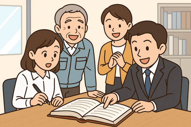 みんなで1冊の本を作る様子